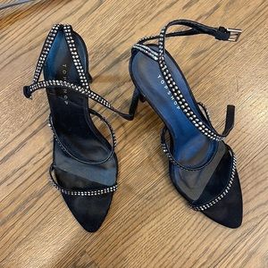 TOPSHOP SEQUIN CRYSTAL EMBELLISHED HEEL SANDAL